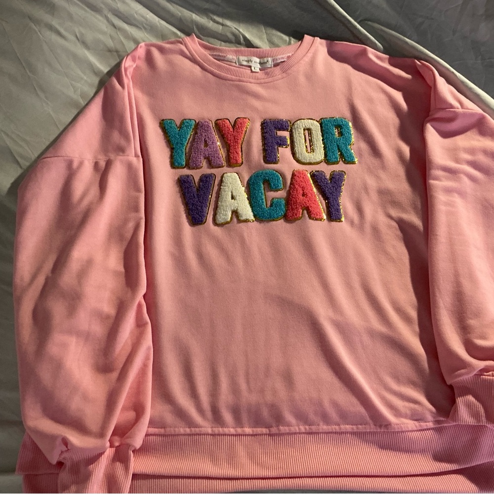 Simply Southern Pink "Yay for Vacay" Crewneck Sweatshirt